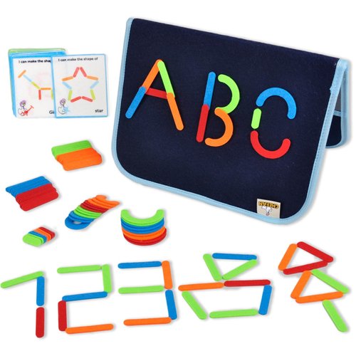 CHEFAN Felt Letter Puzzle Alphabet Number Construction Set, Alphabet Number Building Game for Toddlers, ABC Learning Toy, Shape Maker Color Recognition Game with 53 Felt Activity Cards for Preschool