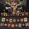 Pirate Birthday Party Decorations Happy Birthday Pirate Theme Party Set Total 103PCS, Include Happy Birthday Banner Cake Cupcake Toppers Hanging Swirls Balloons Table Cover for Kids Boys Birthday