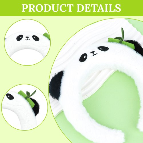 GAFATORY Panda Headbands for Girls Fluffy Animal Ears Headband Adult Cute Headbands for women Washing Face Panda Costume Accessories for Theme Party Halloween Christmas Cosplay