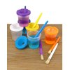 QWORK 40-Piece Spill-Proof Paint Cups with Paint Brushes - Student Painting Tools Brushes for Watercolor, Tempera, Washable, Acrylic, Crafts - Suitable for Art Classes and Preschool Art Supplies