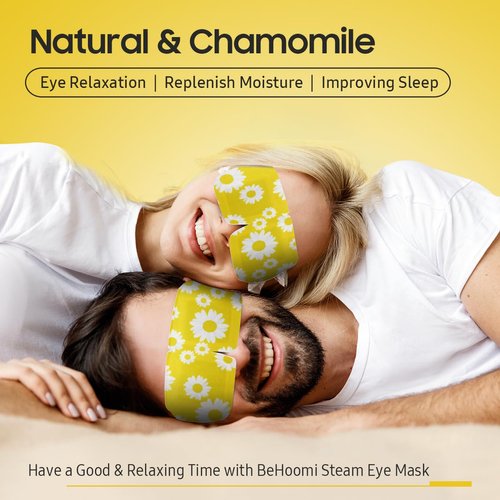 BeHoomi 30Packs Steam Eye Mask for Sleeping, Disposable Heated Eye Masks, Self Heating Warm Compress for Eyes, Sleep Mask for for Home Spa Office Travel - CHAMOMILE Scent
