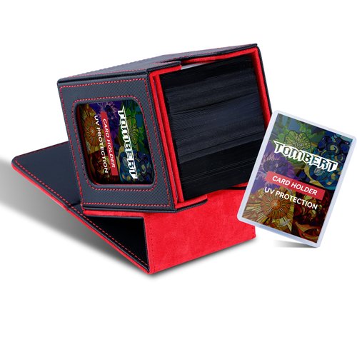 tombert Premium Deck Box Case for MTG Commander - Patented Design, Commander Display with Toploader, As Deck Holder, Fits 100 Double-Sleeved Cards（black&Red）