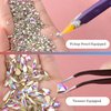 Multi Shapes 3D Glass AB Crystal Nail Art Rhinestones Kit with Flatback Round Bead Charm Gem Stone Jewelry Diamond with Pickup Pen + Tweezer for Manicure Craft Decoration by BELLEBOOST (Iridescent)