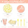 Daisy Party Tableware Decorations, 112pcs Daisy Party Supplies Include Paper Plates Napkins Cups Forks Knives Spoons for Daisy Flowers Summer Boho Girls Women Birthday Babyshower Party