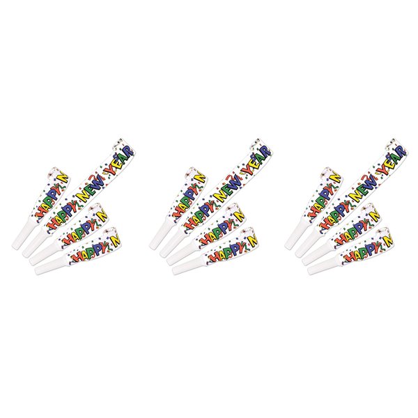 Beistle 12 Piece Happy New Year Blowouts Noisemaker Party Favors, 16", Multicolored