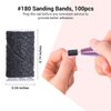 MelodySusie 300 Pcs Professional Sanding Bands with Mandrel for Nail Drill, 80 Coarse, 120 Medium, 180 Fine Grit EFile Sand Piece Nail Drill Bits Set for Acrylic Nails Manicures and Pedicures