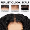 Xinjiju Wear and Go Glueless Wigs Human Hair Pre Plucked Pre Cut 6x4 Short Curly Bob Lace Front Wigs for Black Women Natural Hairline Water Wave Lace Front Wigs 200% Density 12 Inch