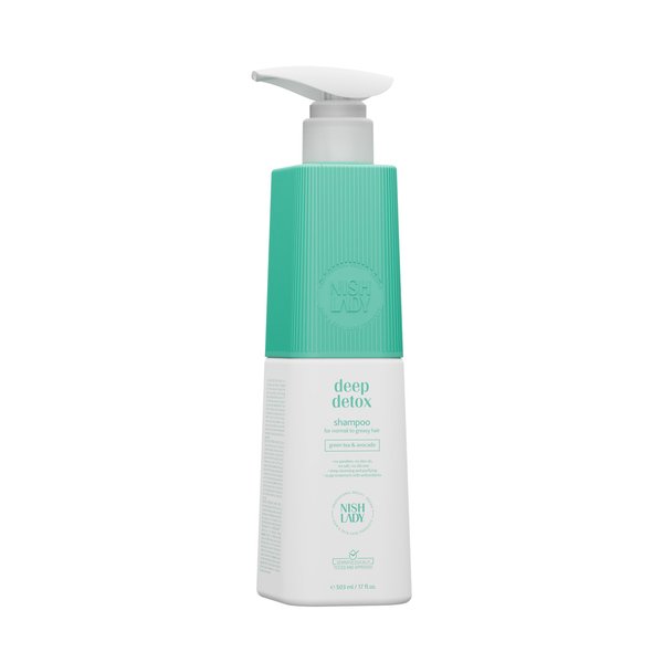 Nishlady Deep Detox Clarifying Shampoo for Normal to Greasy Hair, 503 ml | Green Tea & Avocada Extracts (Shampoo)