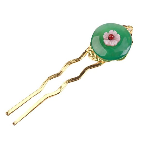 Retro Chinese Jade Flower Hair Stick, Hanfu Hair Chopsticks Hairpin Japanese kimono Hair Styling Hair Making Accessories for Women Bride Decor