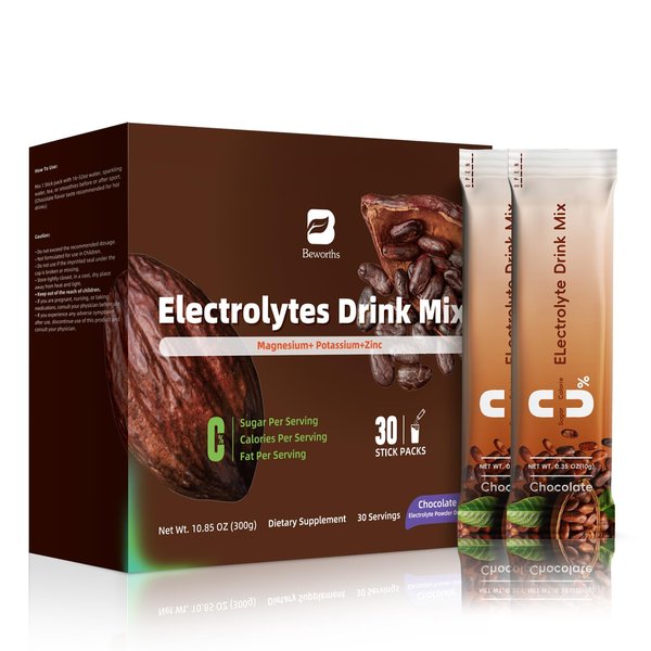 B BEWORTHS Electrolytes Powder Packets Sugar-Free | Keto Electrolytes Powder Packets with Magnesium, Vitamins Replenish Hydration & Energy Boostfor for Electrolyte Drink Mix | Zero Calorie - 30 Sticks