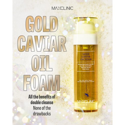 MAXCLINIC [K-Beauty] Gold Caviar Cleansing Oil to Foam | Daily Face Wash Oil Based Cleanser to Foam | Korean Oil Foaming Face Cleanser | Hydrating Facial Cleanser for Dry Sensitive Skin (3.88 oz)