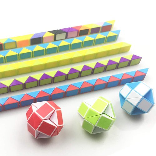 Anditoy 12 Pack Mini Snake Cube in Plastic Easter Eggs Puzzle Toys for Kids Girls Boys Easter Basket Stuffers Gifts Party Favors