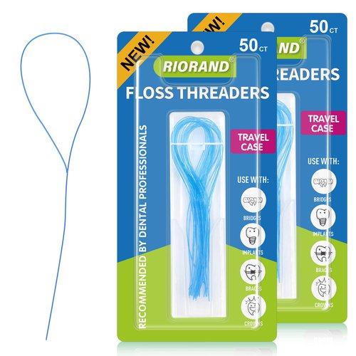RioRand Floss Threaders,Essential Tool for Maintaining Oral Health with Braces, Bridges, and Implants (2Pack)