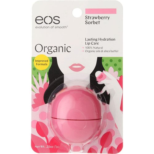 eos Smooth Lip Balm Sphere, Strawberry Sorbet 0.25 oz (Pack of 4)
