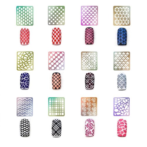 TailaiMei 144 Pieces 72 Designs Nail Vinyls Stencil Sticker Set for Nail Art Decal, 24 Sheets Reusable DIY Hollow Nail Art Supplies