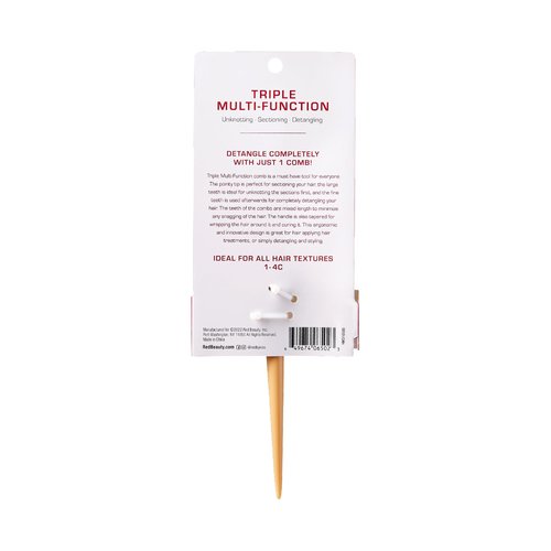 Red by Kiss Detangling Brush for Adults & Kids, Long & Wide Tooth, Mixed-Length Detangler Comb with Rat Tail for All Hair Types