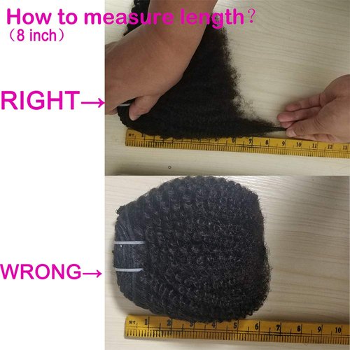 SAGA QUEEN Hair Mongolian Afro Kinky Curly Clip In Hair Extensions 8pcs 20clips 120g/bundle Mongolian Virgin Remy Human Hair (1 bundle 8inch, natural black)