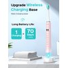 COSLUS Electric Toothbrush for Adults and Kids: Wireless Rechargeable Tooth Brush with Portable Travel Case, 5 Modes 47000 VPM Power Toothbrushes 6 Brush Heads 1 Charge for 70 Days Pink