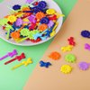 76 Pieces Self Hinge Plastic Hair Clip Pins with Cartoon Designs - Colorful Cute Flower Bow Barrettes for Girls (Random Color)