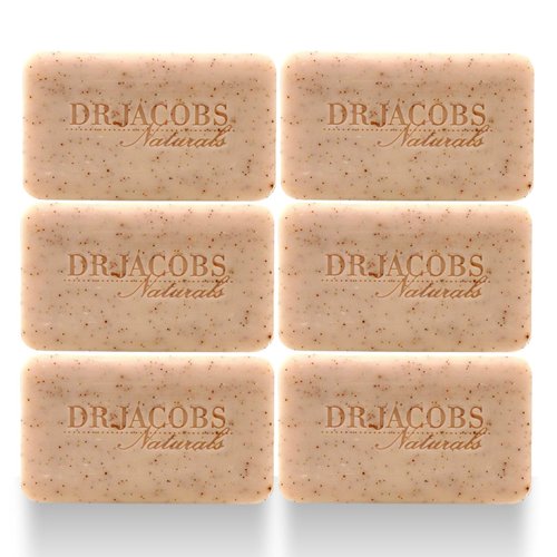 Dr Jacobs Naturals, Triple Milled Loofah Exfoliating Castile Bar Soap (Pack of 6) - Free of Parabens, Sulfates, Synthetics, Gltuen and GMO (Lucy Rose)