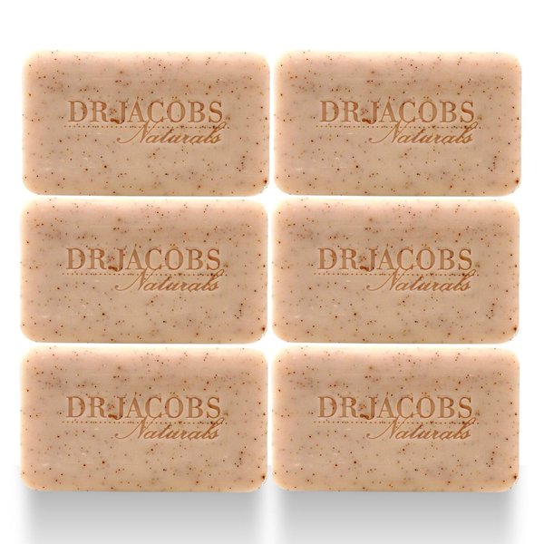Dr Jacobs Naturals, Triple Milled Loofah Exfoliating Castile Bar Soap (Pack of 6) - Free of Parabens, Sulfates, Synthetics, Gltuen and GMO (Lucy Rose)