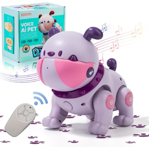 EWEADN Robot Dog Pets Toy for Kid Toddler Toys Remote Control Robot Dog Toy with Touch Interaction, Recordable, Soothing Music Mode, LED Light, Gift for Girls and Boys (Purple)