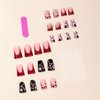 Duck Press on Nails MABKJLF Handmade French Tip Fake Nails Pink Black Full Cover Star Dollar Charm False Nails with Designs Y2K Glossy Glue on Nails Acrylic Nails Artificial Nails for Women Girls