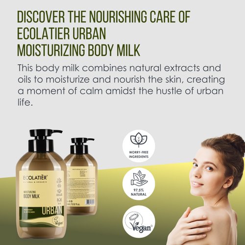 ECOLATIÈR Moisturizing Body Milk – Body Lotion for Women & Men, 97.5% Natural Ingredients, Vegan Certified, Organic Body Lotion for Dry Skin with Mulberry & Avocado Oil - 13.5 Fl Oz