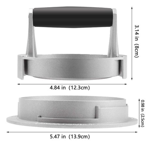 OVOS Burger Press Adjustable Thickness 3 in 1 Hamburger Patty Maker Aluminum Non Stick Patty Making Mold with 100 Wax Papers for Burgers and Meat Patties