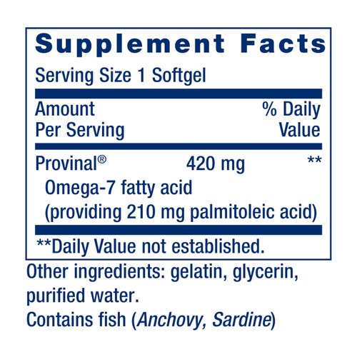 Provinal Purified Omega-7 - Daily Essential Omega 7 Fatty Acids Supplement, Palmitoleic Acid Fish Oil For Heart Health & Inflammation Management - Gluten-Free, Non-GMO - 30 Softgels Month Supply