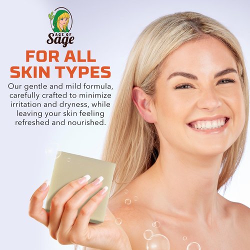 Age of Sage All Natural Bar Soap for Women - Cold Processed Vegan Soap w/Glycerin for Skin Care, Thanksgiving or Birthday Gifts for Women, Mango Papaya, Single Bar