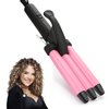 Mini 3 Barrel Curling Iron, Dual Voltage Triple Barrel Hair Waver for Home and Travel, Ceramic Tourmaline 1/2 Inch, Pink
