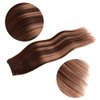 5 Pieces 18" Remy Clip in Hair Extensions Human Hair Chocolate Brown to Honey Blonde Highlight Brown Ombre - Silky Straight Short Thick Real Hair Extensions for Women (18 inches, (4T27) P4, 90grams)