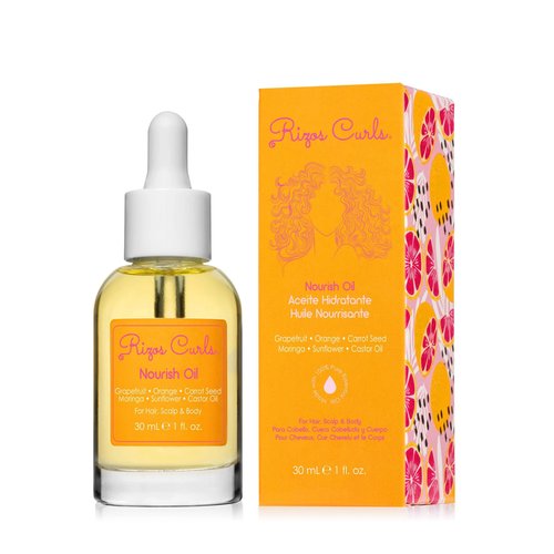 Rizos Curls Nourish Oil, Moisturize & Soften, Smooth & Shine for Frizz Free Hair, Lightweight and Quickly Absorbs, Improves Hair, Scalp & Skin with Vitamin C, For All Hair Types 1a - 4c, 1 oz