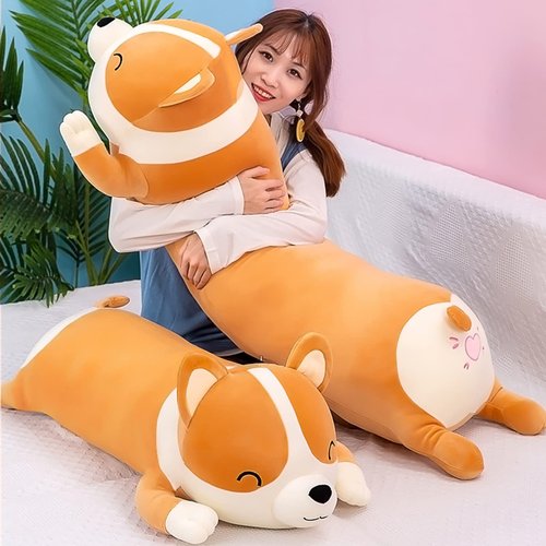 SNOWOLF Shiba Inu Plush Pillow Stuffed Animal Dog Cute Corgi Akita Soft Plush Toy Comfort Cushion Gifts for Girls Boys (Sleeping, 80cm/31.5inch)