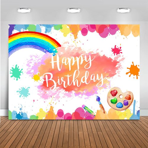 Mocsicka Painting Party Birthday Backdrop Art Paint Let's Paint Dress for a Mess Birthday Party Decorations Dress for a Mess Splatter Background Paint Party Cake Table Banner (7x5ft (82x60 inch))