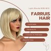 FARRUIS Light Blonde Bob Wig for Women 12 Inch Short Light Blonde Straight Bob Wigs with Bangs for Women Short Hair Wig Synthetic Wig for Cosplay, Daily, Halloween