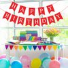 Eaezerav Red Happy Birthday Banner Bunting Banner Sign, Happy Birthday Garland Tea Party Decorations, Christmas Thanksgiving Birthday Party Supplies for for Kids and Adults