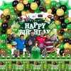 LXlucktim Football Birthday Party Decorations, 189 Pcs Football Themed Party Supplies for Boys Baby - Backdrop, Toppers, Balloons, Cupcakes Wrappers, Hanging Swirls, Tablecloth, Centerpieces