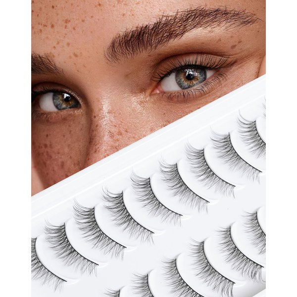 Wispy Lashes That Look Like Extensions Natural Cat Eye False Lashes Volume Reusable False Eyelashes Natural Look 11 mm 10 Pairs D8