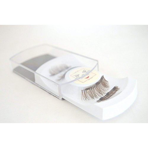 Full Coverage Natural Look Magnetic Lashes 100% Human Hair - 3 Magnets - Curves with Eye Shape (Short, Brown)