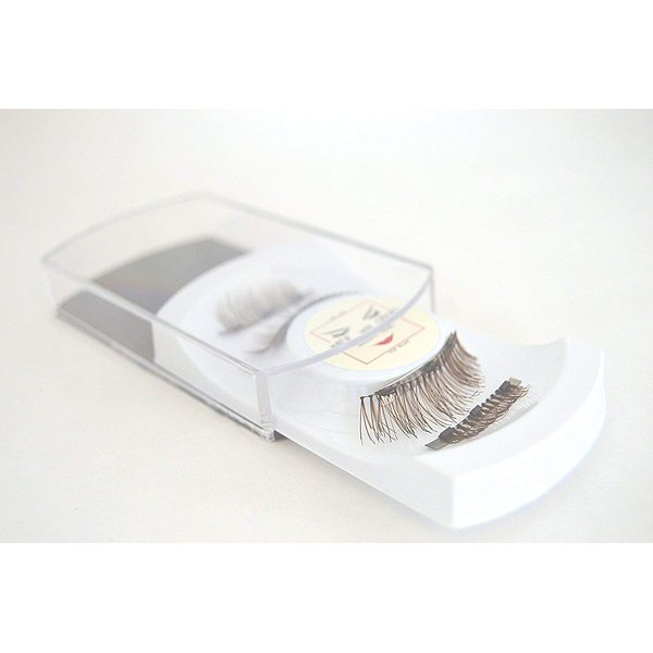 Full Coverage Natural Look Magnetic Lashes 100% Human Hair - 3 Magnets - Curves with Eye Shape (Short, Brown)