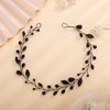 Kercisbeauty Vintage Simple Design Black Rhinstones Crystal Beads Headband Handmade Hair Piece for Wedding Brides Women Girls Prom Halloween Costume Jewelry