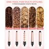 5 in 1 Curling Wand Set: Ohuhu Curling Iron Wand 5Pcs 0.35 to 1.25 Inch Interchangeable Ceramic Barrel Heat Protective Glove 2 Clips Dual Voltage Hair Curler for Girl Women Mother Gift Rose Gold