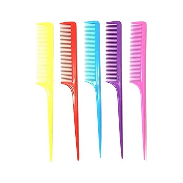 Colorful Rat Tail Comb Color Plastic Pointed Tail Comb Haircutting Comb Makeup Hairdressing Partition Comb Multicolor one-siz Hair Combs