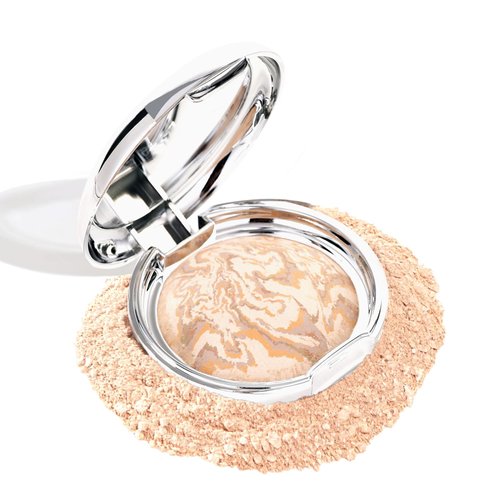 POPCODE Marbleized Baked Foundation Makeup, Balance and Brighten Color Correcting Powder Foundation - Buildable Light to Medium Coverage - Demi-Matte Natural Finish (#001 FAIR, 0.32 Oz)