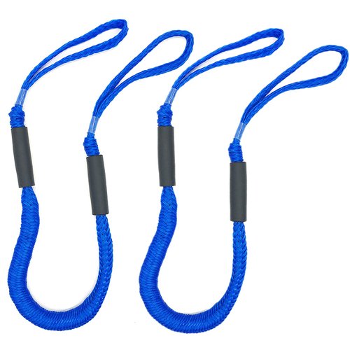 Bungee Dock Lines Boat Dock Line Stretchable Mooring Rope Dock Ties Bungee Cords for Boat Blue 2 Pack 4 Feet