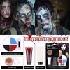 BOBISUKA Halloween Zombie Makeup Kit with 4 Colors Face Body Paint & Applicator, Fake Blood, Liquid Latex and Scar Wax SFX Makeup Set for Vampires Wounds Clown Cosplay Special Effects Makeup