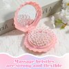 Foldable Travel Hair Brushes with Mirror Shell Shape Portable Folding Pocket Hair Brush Cute Mini Hair Comb Compact Size Hair Massage Comb Small Makeup Mirror Set Gifts for Girls Women