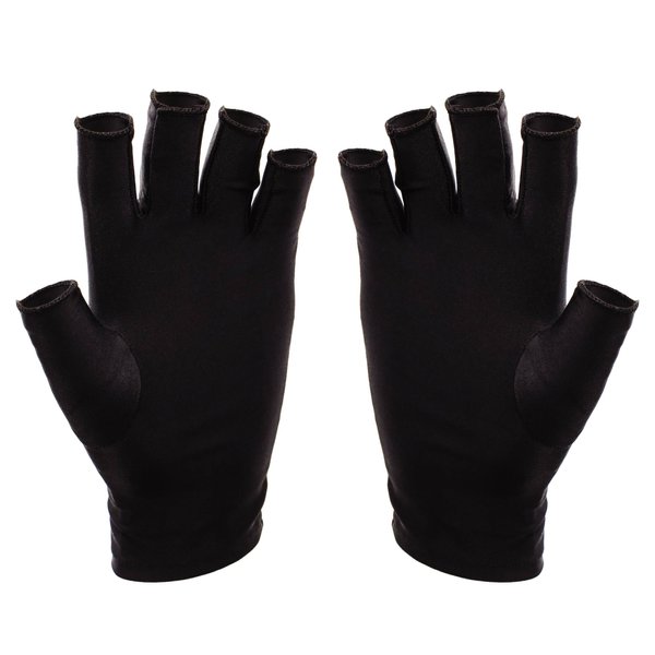 SUNUV LED Gloves for Gel Nails, UPF 50+ Anti UV Gloves for Gel Nail Lamp, Professional UV Gloves for Nail Techs Black Gloves